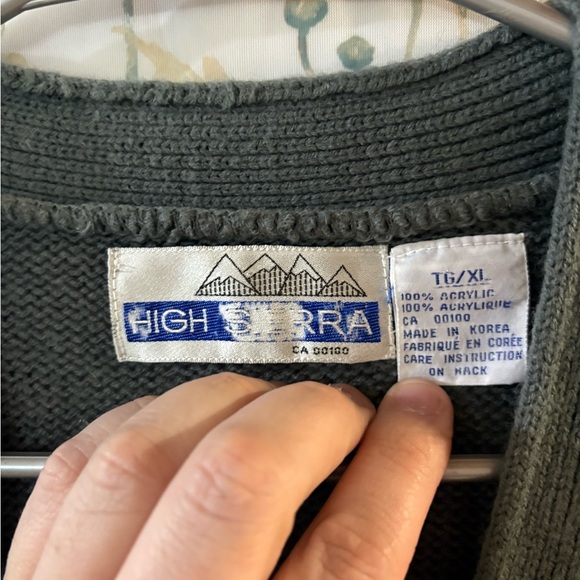 Vintage High Sierra Gray Ribbed Knit Cardigan Sweater Vest - Picture 5 of 8